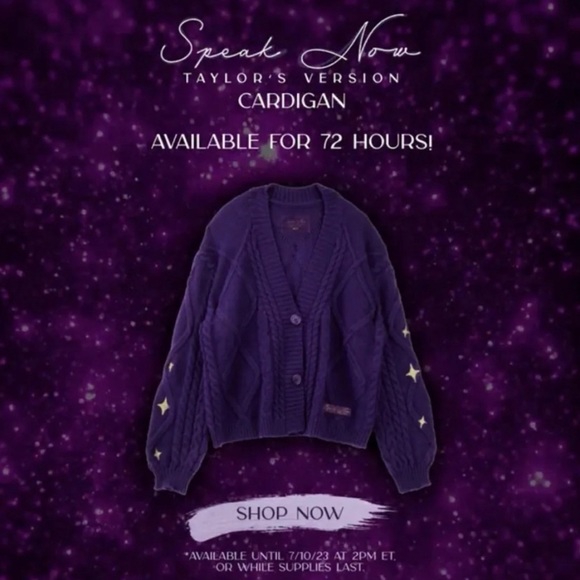 Taylor Swift Speak Now Cardigan Official Merch Size XL/2XL NWT - Picture 3 of 9